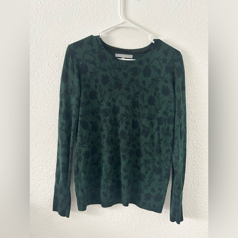 Dark green floral sweater